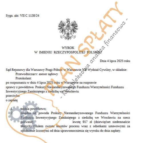 wyrok lipiec Prokura SR Warszawa