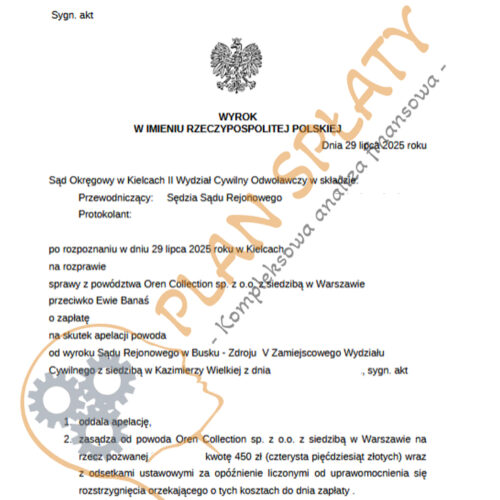 wyrok lipiec Oren SO Kielce