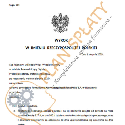 wyrok sierpień PKO SR Środa Wlkp